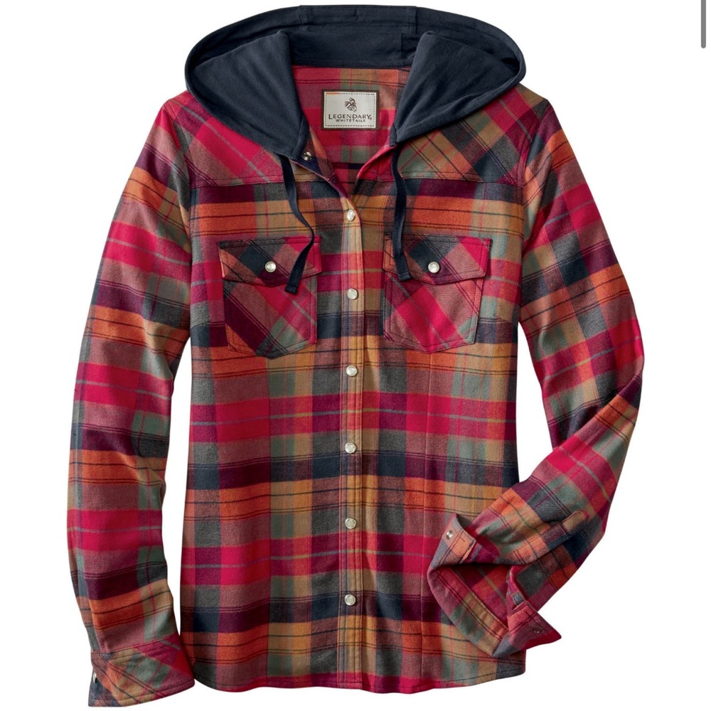Legendary Whitetails Lumber Jane Hooded Flannel Shirt Womens XXL